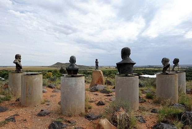 Orania statues - the old apartheid leaders now out in the desert